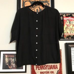 Black Short Sleeve Open Knit Top Forever 21